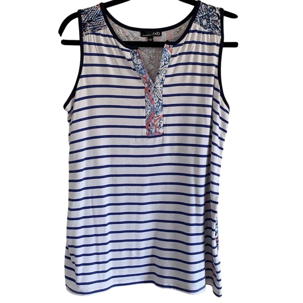 RXB Sleeveles Henley Mixed Media Tank Top Back Pattern Boho Design Size Small